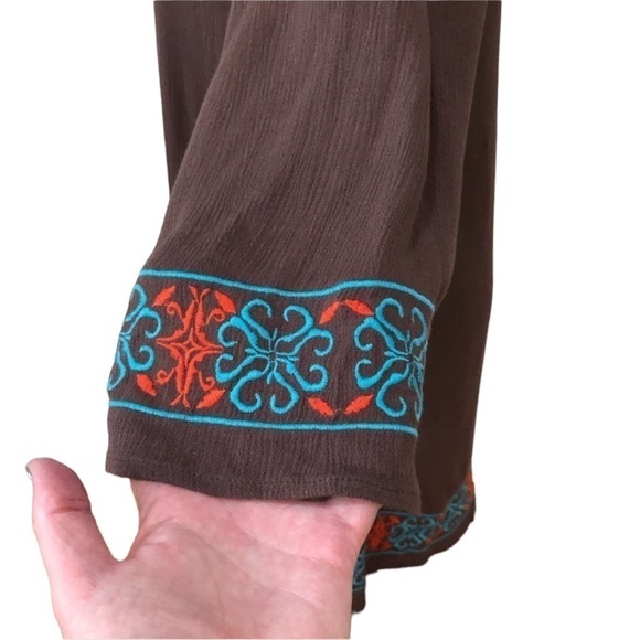 Umgee Embroidered Boho Style Tunic Size Small Brown and Blue - Picture 4 of 8